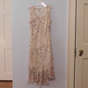 Long tan floral dress